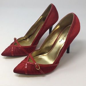 Charlotte Russe Red Leather Pointed Toe Heels